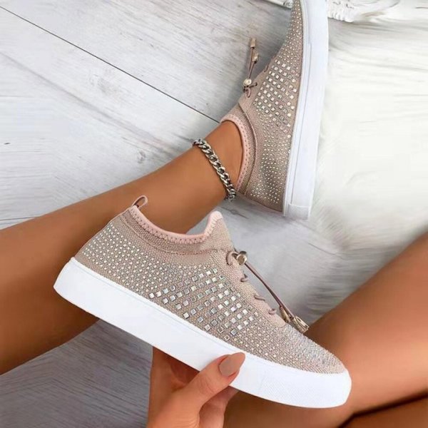 Women's Slip-On Rhinestone Round Toe Casual Sneakers