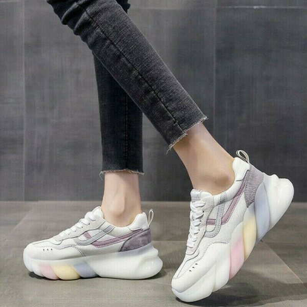 Casual Sports Lace-up Platform Running Shoes