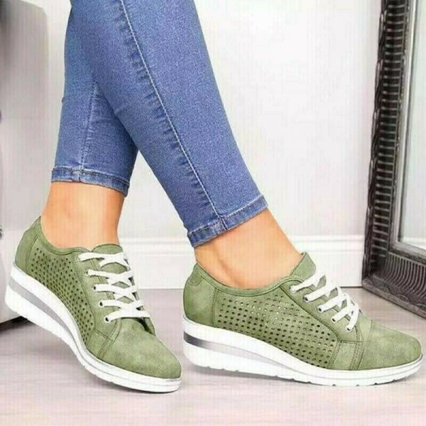 Fashionable Lace Up Orthopedics Wedge Heel Sneakers